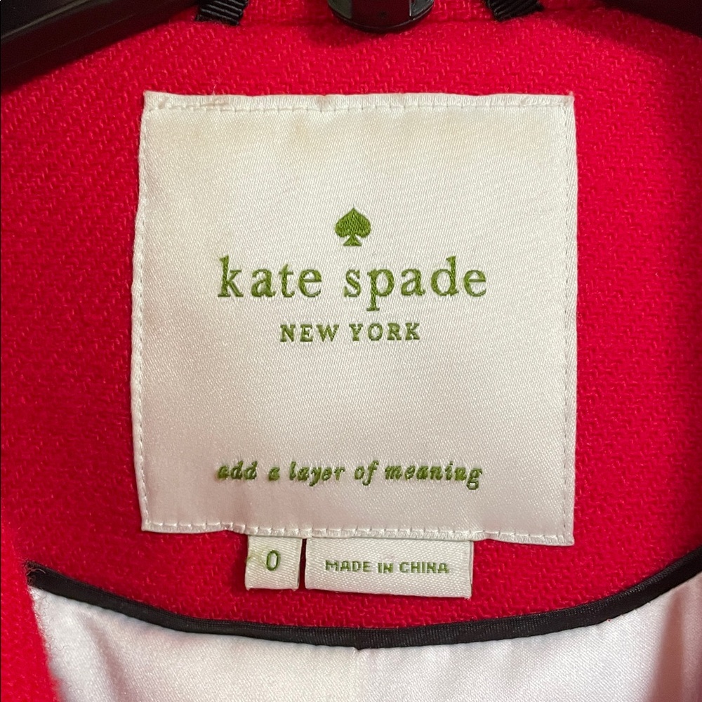Kate Spade Womens Red Pea Wool Winter Coat Size 0 - Picture 2 of 11